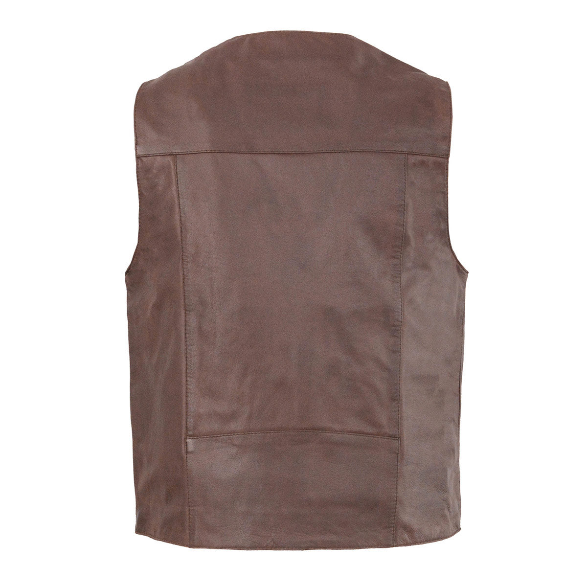 Milwaukee Leather LKM3702 Men's Leather V-Neck Western Style Motorcycle Rider Vest w/Classic Buffalo Snaps Closure