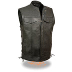 Milwaukee Leather LKM3712 Men's Side Lace Front Snap and Zipper Leather Club Vest - Milwaukee Leather Mens Leather Vests