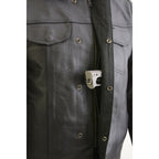 Milwaukee Leather LKM3714 Men's Black Club Style '2 in 1' Zipper Leather Vest with Removable Full Sleeve Hoodie