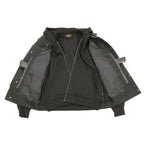 Milwaukee Leather LKM3714 Men's Black Club Style '2 in 1' Zipper Leather Vest with Removable Full Sleeve Hoodie