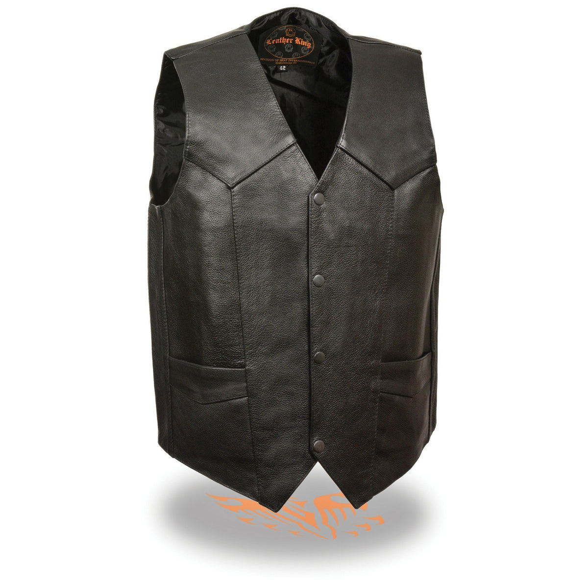 Milwaukee Leather LKM3730 Men's Black Leather Classic Snap Front Vest with Gun Pockets - Milwaukee Leather Mens Leather Vests