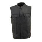 Milwaukee Leather LKY3850 Youth Size Black Leather Open Neck Club Style Motorcycle Riders Vest