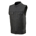 Milwaukee Leather LKY3850 Youth Size Black Leather Open Neck Club Style Motorcycle Riders Vest
