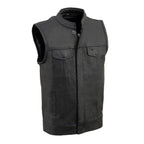 Milwaukee Leather LKY3850 Youth Size Black Leather Open Neck Club Style Motorcycle Riders Vest