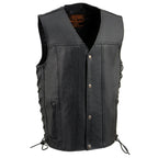Milwaukee Leather LKY3870 Youth Size Black Leather Biker Style Vest with Snap Front and Side Laces