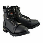Milwaukee Leather MBL200 Women's Black Leather Lace-Up Motorcycle RiderBoots w/Side Zipper