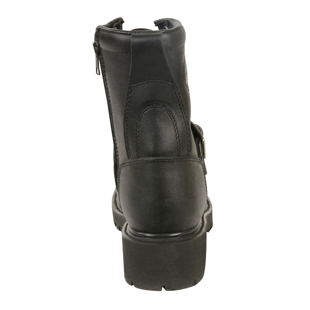 Milwaukee Leather MBL201 Womens Black Leather Boots Lace-Up with Buckle and Inside Zipper - Milwaukee Leather Womens Boots