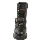 Milwaukee Leather MBL201 Womens Black Leather Boots Lace-Up with Buckle and Inside Zipper - Milwaukee Leather Womens Boots