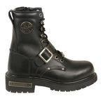 Milwaukee Leather MBL201 Womens Black Leather Boots Lace-Up with Buckle and Inside Zipper - Milwaukee Leather Womens Boots