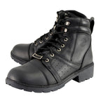 Milwaukee Leather MBL9300 Women's Black Lace-Up Leather Boots with Size Zipper