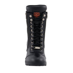 Milwaukee Leather MBL9301 Women's Black Leather Lace-Up Motorcycle Biker Riding Boots with Side Zipper Entry