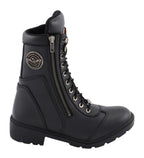 Milwaukee Leather MBL9301 Womens Black Lace-Up Boots with Side Zipper Entry - Milwaukee Leather Womens Boots