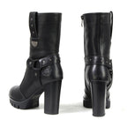 Milwaukee Leather MBL9303 Women's Classic Black Leather Casual Fashion Boots with Block Heel