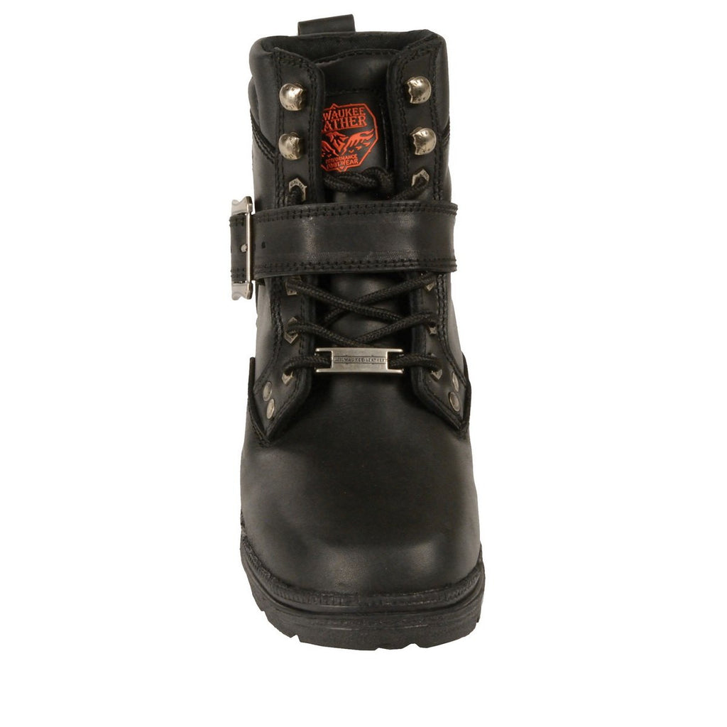 Milwaukee Leather MBL9310 Womens Lace-Up Black Engineer Motorcycle Boots - Milwaukee Leather Womens Boots