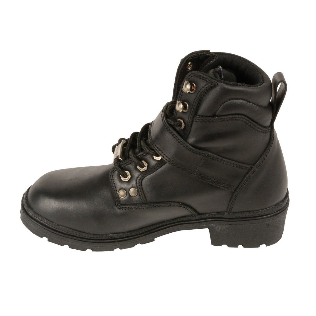 Milwaukee Leather MBL9310 Womens Lace-Up Black Engineer Motorcycle Boots - Milwaukee Leather Womens Boots