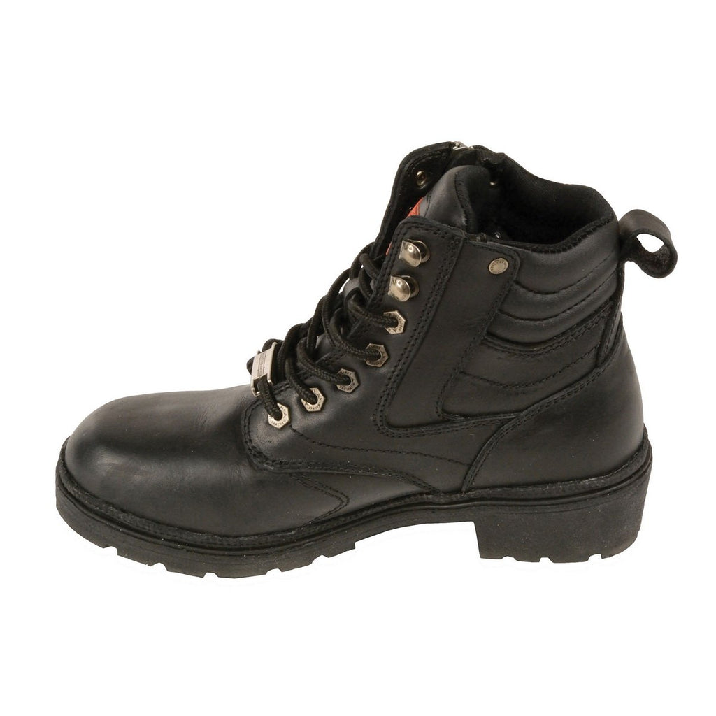 Milwaukee Leather MBL9320 Womens Black Lace-Up Boots with Side Zipper - Milwaukee Leather Womens Boots