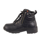 Milwaukee Leather MBL9321WP Womens Black Waterproof Lace-Up Boots with Side Zipper - Milwaukee Leather Womens Boots