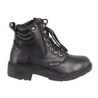 Milwaukee Leather MBL9321WP Womens Black Waterproof Lace-Up Boots with Side Zipper - Milwaukee Leather Womens Boots