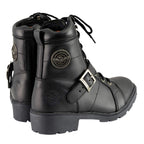 Milwaukee Leather MBL9325 Women's Premium Black Lace-Up Classic Leather Motorcycle Biker Boots w/ Side Zipper