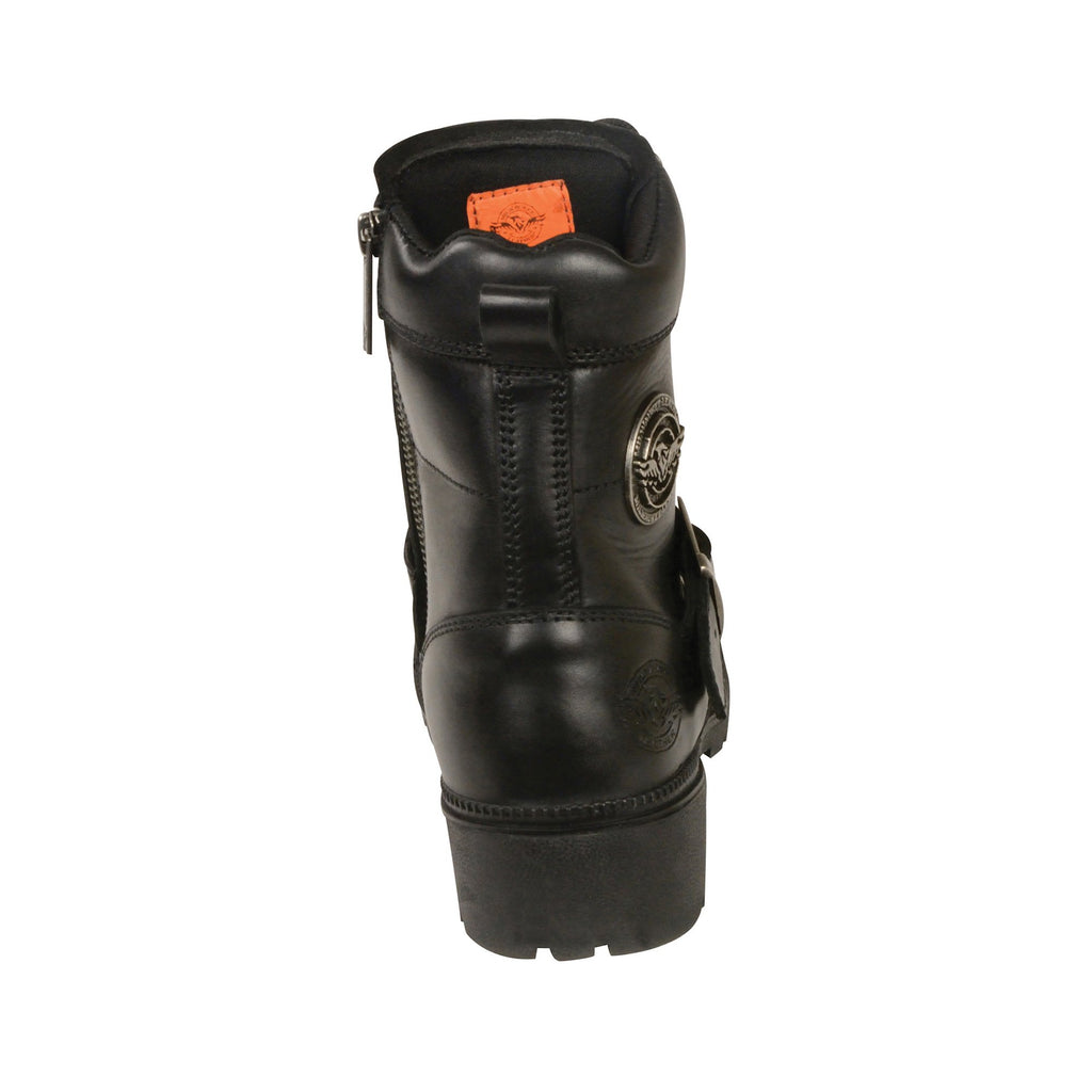 Milwaukee Leather MBL9325 Womens Black Lace-Up Leather Boots with Side Zipper - Milwaukee Leather Womens Boots