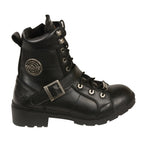 Milwaukee Leather MBL9325 Womens Black Lace-Up Leather Boots with Side Zipper - Milwaukee Leather Womens Boots