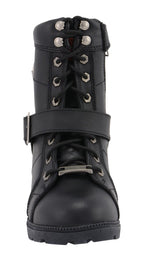 Milwaukee Leather MBL9325 Womens Black Lace-Up Leather Boots with Side Zipper - Milwaukee Leather Womens Boots