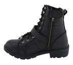 Milwaukee Leather MBL9325W Womens Wide Width Lace-Up Black Leather Boots with Zippers - Milwaukee Leather Womens Boots