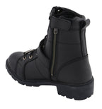 Milwaukee Leather MBL9325W Womens Wide Width Lace-Up Black Leather Boots with Zippers - Milwaukee Leather Womens Boots
