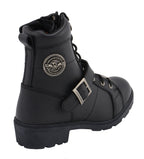 Milwaukee Leather MBL9325W Womens Wide Width Lace-Up Black Leather Boots with Zippers - Milwaukee Leather Womens Boots