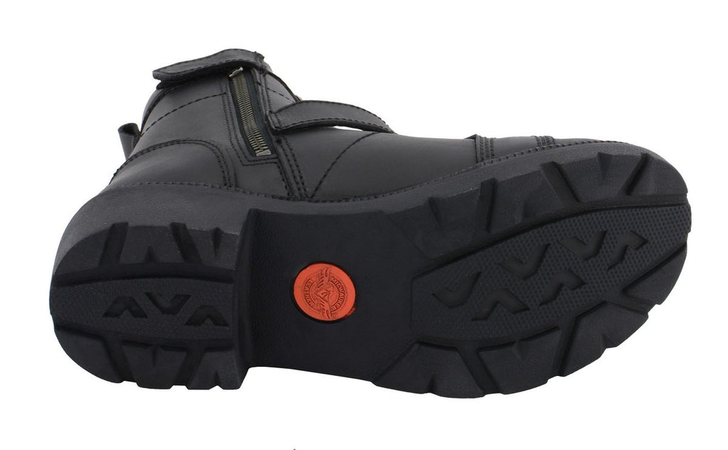 Milwaukee Leather MBL9325W Womens Wide Width Lace-Up Black Leather Boots with Zippers - Milwaukee Leather Womens Boots