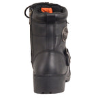 Milwaukee Leather MBL9326WP Womens Black Lace-Up Waterproof Leather Boots with Side Zippers - Milwaukee Leather Womens Boots