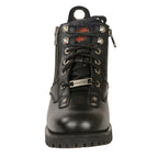 Milwaukee Leather MBL9335 Womens Black Low Cut Lace-Up Leather Riding Boots with Zippers - Milwaukee Leather Womens Boots