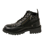 Milwaukee Leather MBL9335 Womens Black Low Cut Lace-Up Leather Riding Boots with Zippers - Milwaukee Leather Womens Boots