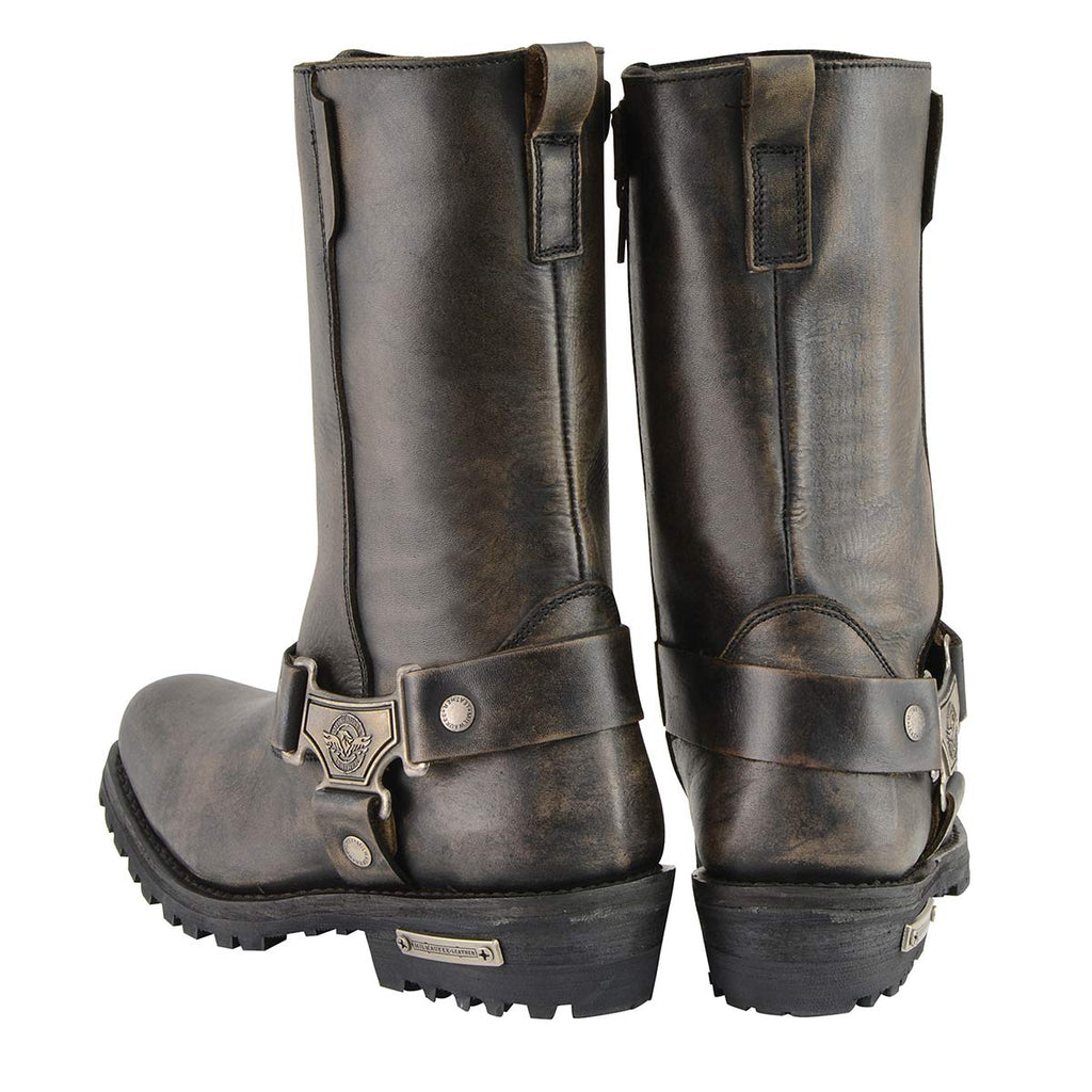 Milwaukee Leather MBL9361 Women's Distressed Brown 11-inch Classic Harness Square Toe Boots