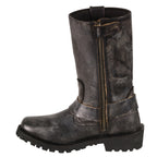 Milwaukee Leather MBL9362 Womens 11 Inch Distressed Grey Classic Harness Square Toe Leather Boots - Milwaukee Leather Womens Boots