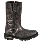 Milwaukee Leather MBL9362 Womens 11 Inch Distressed Grey Classic Harness Square Toe Leather Boots - Milwaukee Leather Womens Boots