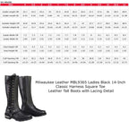 Milwaukee Leather MBL9365 Women's Classic Black Leather 14-Inch Harness Square Toe Tall Motorcycle Boots