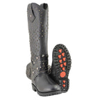 Milwaukee Leather MBL9371 Women's Black 18 Inch Studded and Riveted Western Style Boots