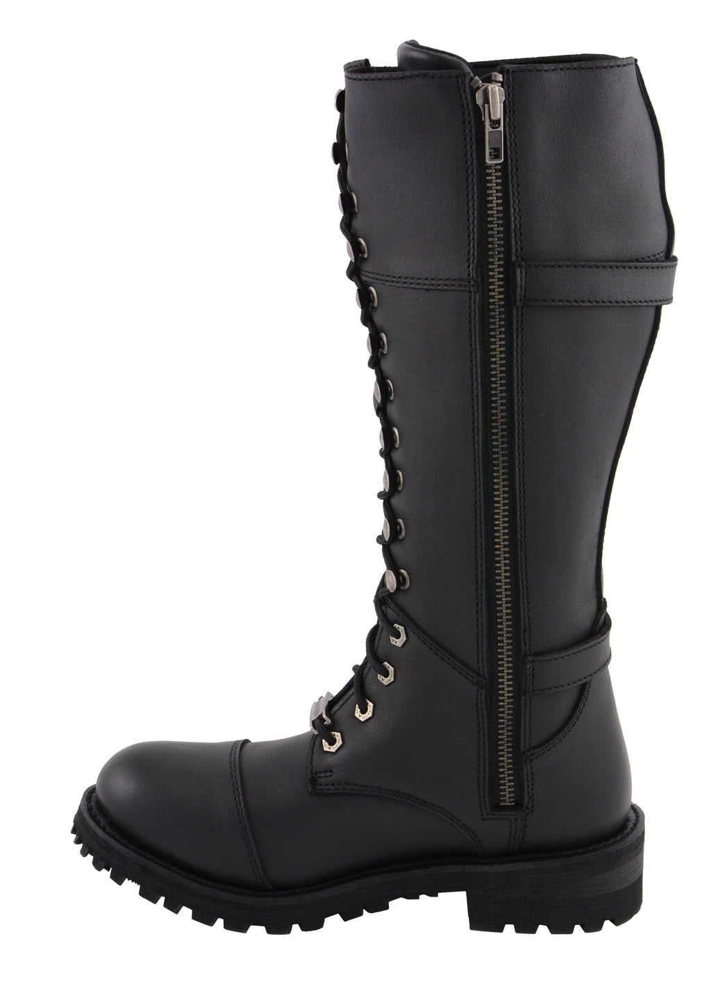 Milwaukee Leather MBL9390 Womens  Black 16 inch Lace-Up Front Cap Toe Riding Boots - Milwaukee Leather Womens Boots