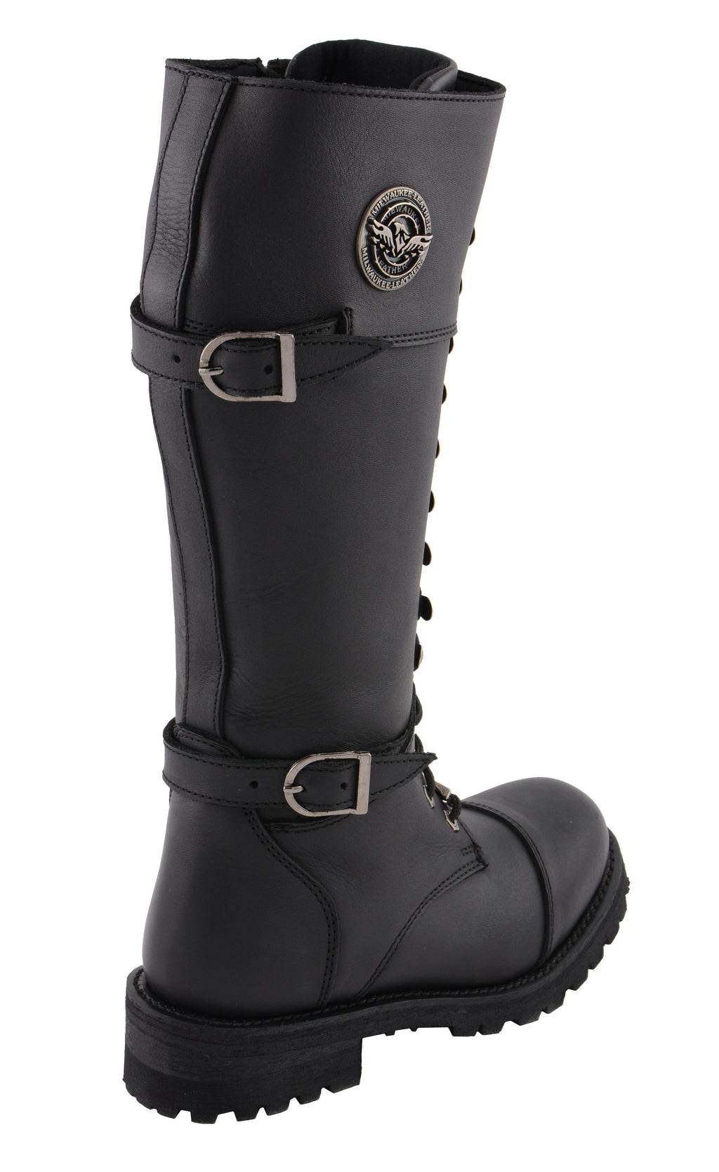 Milwaukee Leather MBL9390 Womens  Black 16 inch Lace-Up Front Cap Toe Riding Boots - Milwaukee Leather Womens Boots