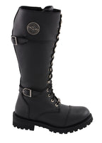 Milwaukee Leather MBL9390 Womens  Black 16 inch Lace-Up Front Cap Toe Riding Boots - Milwaukee Leather Womens Boots