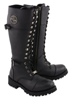 Milwaukee Leather MBL9390 Womens  Black 16 inch Lace-Up Front Cap Toe Riding Boots - Milwaukee Leather Womens Boots