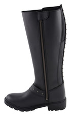 Milwaukee Leather MBL9395 Womens Black 17 Inch Side Strap Riding Boot with Side Zipper Entry - Milwaukee Leather Womens Boots