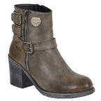 Milwaukee Performance MBL9406 Women's Stone Grey Triple Buckle Side Zipper Boots with Platform Heel