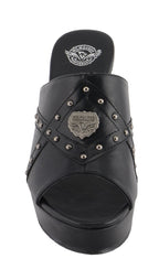 Milwaukee Performance MBL9407 Women's Black Open Toe Wedge Sandals with Studs