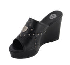 Milwaukee Performance MBL9407 Women's Black Open Toe Wedge Sandals with Studs