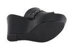 Milwaukee Performance MBL9408 Women's Black Open Toe Platform Wedges with Rivet Details