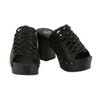 Milwaukee Performance MBL9410 Women's Black Open Toe Platform Wedges with Studs