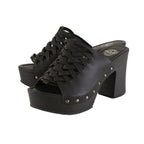 Milwaukee Performance MBL9410 Women's Black Open Toe Platform Wedges with Studs