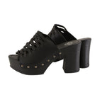 Milwaukee Performance MBL9410 Women's Black Open Toe Platform Wedges with Studs
